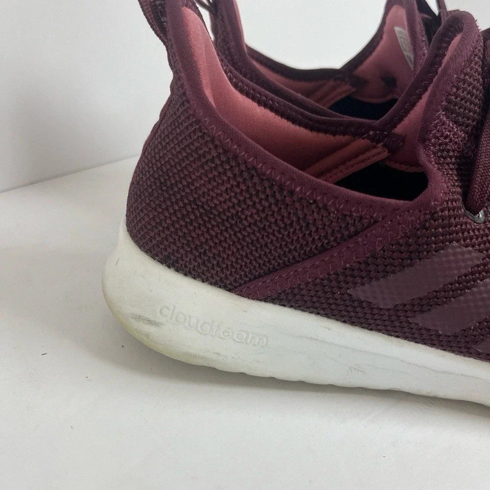 Adidas Sneakers Womens Size 9.5 Maroon Athletic Running Cloudfoam Comfortable Li
